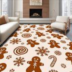 Brown Gingerbread Snowflake Candy Swirls Rug