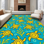 Yellow Turtle Sun Under Sea Rug