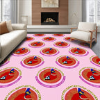 Pink Red Blue Abstract Bird medallions Rug