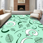 Teal Fern Swirls and Curls Rug