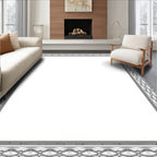 Gray Ornate Chain Link Border Rug