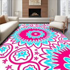 Vibrant Pink Turquoise Floral Radiance Rug