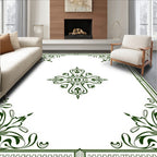 Art Nouveau Green Floral Scroll Rug