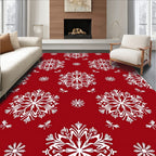 Crimson Snowflake Bloom Rug