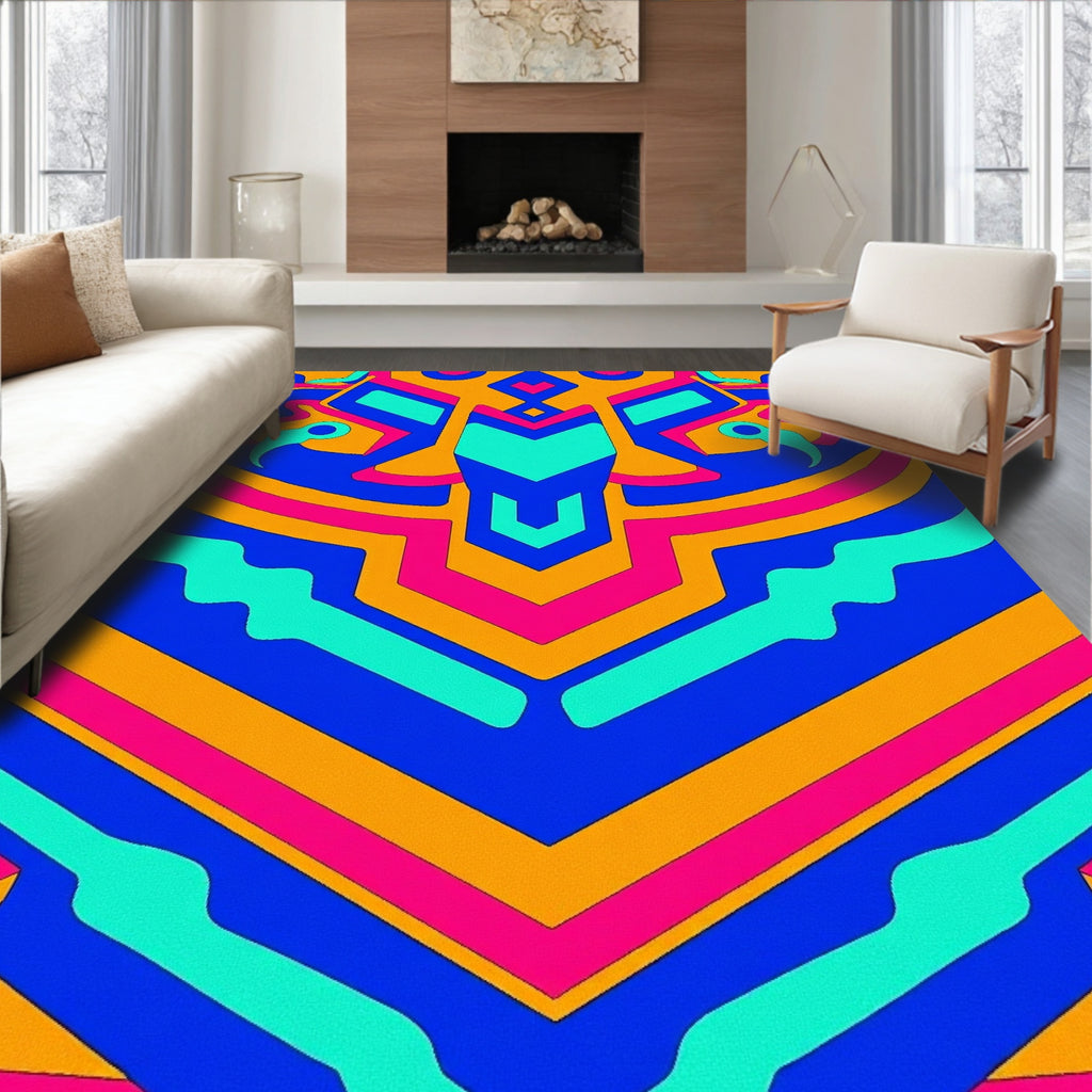 Vibrant Retro Geometric Stripes Rug