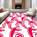 Bold Crimson Curving Abstract Rug