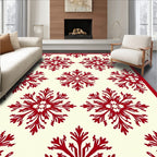 Crimson Floral Burst Repeat Rug
