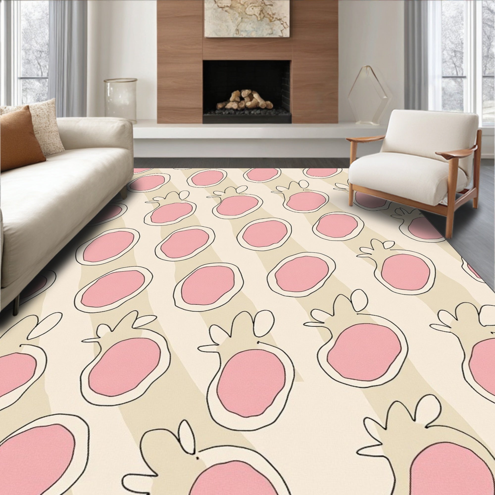 Pink Strawberry Candy Stripe Rug