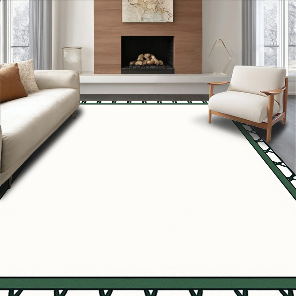 Classic Black Green Geometric Border Rug