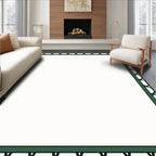Classic Black Green Geometric Border Rug