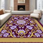 Purple Floral Garden Medallion Rug