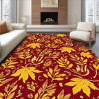 Crimson Gold Botanical Foliage Rug