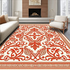 Regal Red Baroque Floral Tile Rug