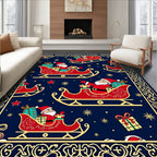 Festive Santa Sleigh Midnight Garland Rug