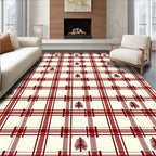Crimson Cream Plaid Tree Repeat Rug