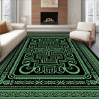 Neon Green Geometric Maze Rug