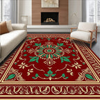 Crimson Emerald Floral Medallion Rug