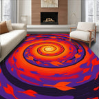 Vibrant Orange Purple Leaf Swirl Rug