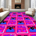 Bright Pink Abstract Retro Gadget Rug