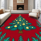 Crisp Evergreen Ornaments Festive Tree Rug