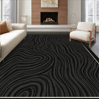 Dark Gray Wavy Wood Grain Rug