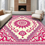 Vibrant Magenta Floral Starburst Medallion Rug