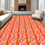 Orange Cream Swirl Vertical Stripe Fabric Rug