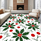 Festive Green Holly Berry Arrangement Rug