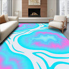 Abstract Pink Teal Swirl Rug