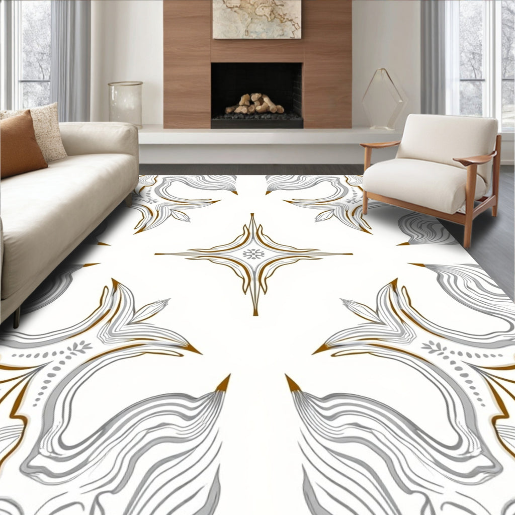 Artistic Brown White Paisley Medallion Rug