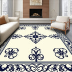 Navy Floral Medallion Cream Regal Rug