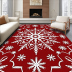 Crimson White Snowflake Cascade Rug