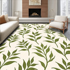 Evergreen Foliage Branches on Cream Rug
