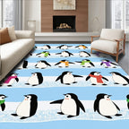 Charming Cold Weather Penguin Collection Rug