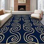 Deep Navy Swirling Line Art Rug