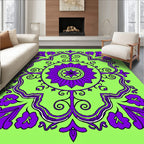 Vibrant Purple Floral Medallion Design Rug