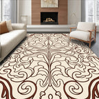 Cream Red Art Nouveau Swirl Rug