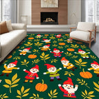 Whimsical Gnomes Pumpkins Yellow Leaves Rug