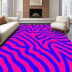 Vibrant Pink Blue Zebra Stripes Rug