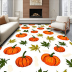 Autumn Pumpkin Leaf Scatter Rug
