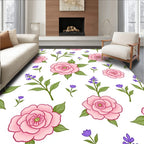 Pink Rose Lavender Garden Bloom Rug
