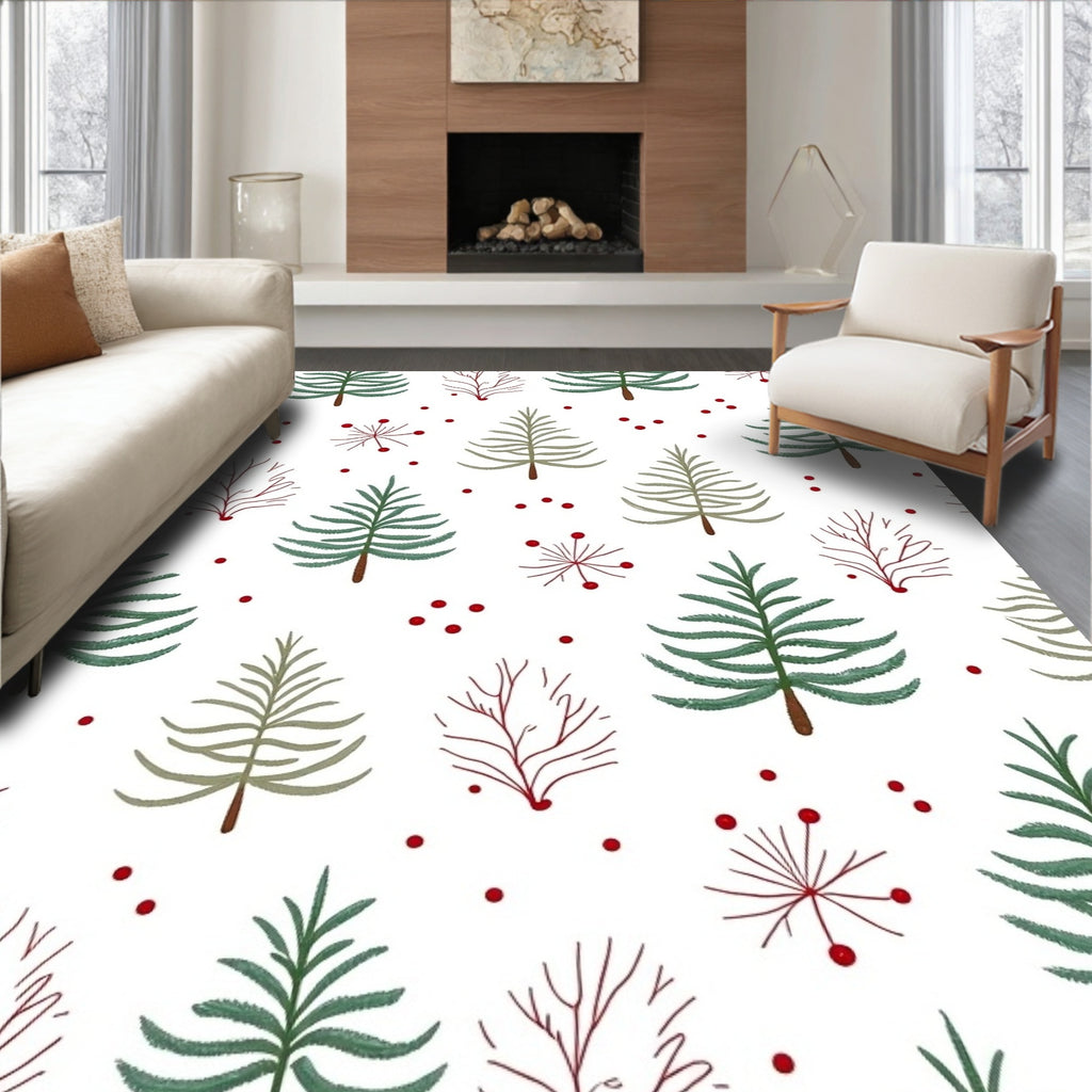 Whimsical Forest Friends Red Berry Rug