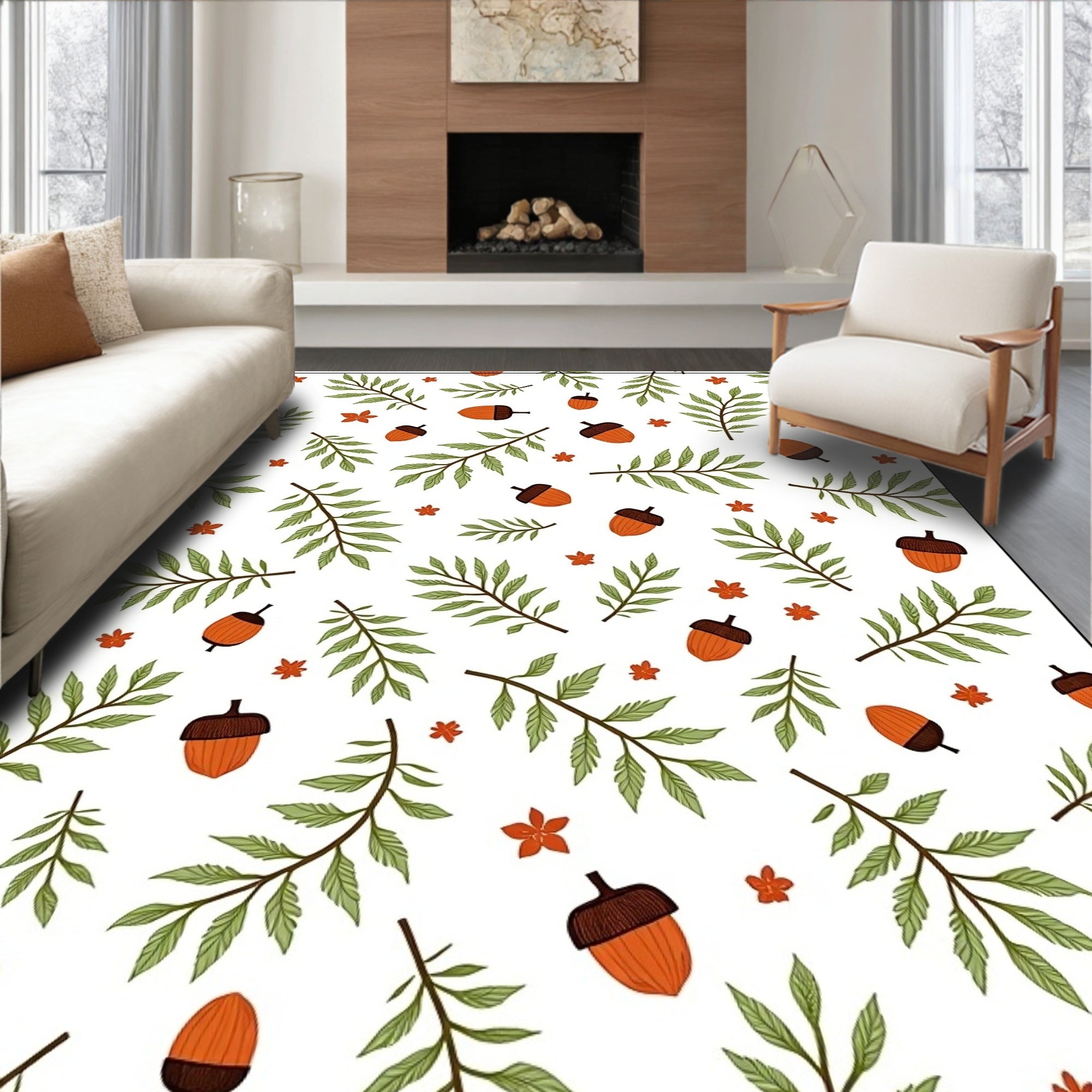 Autumn Acorn Leaf Scatter Rug