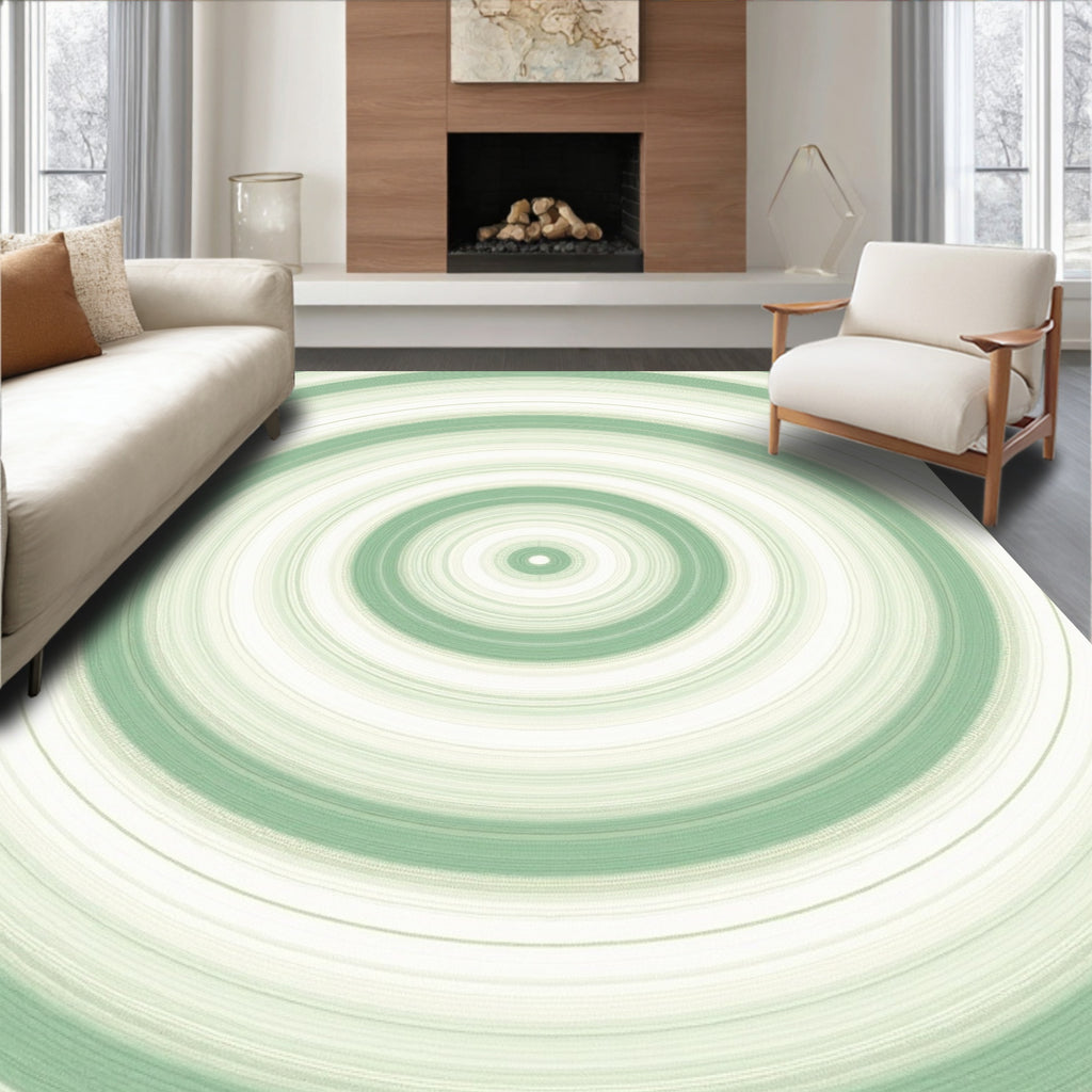 Sage Green Concentric Circles Rug