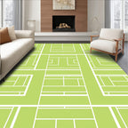 Lime Green White Geometric Grid Rug