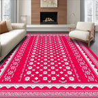 Crimson Floral Geometric Medallion Rug