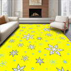 Bright Yellow Snowflakes Scattered Design Rug