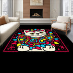 Whimsical Cat Wrapped In Lights Rug