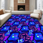 Abstract Neon Face Geometric Rug