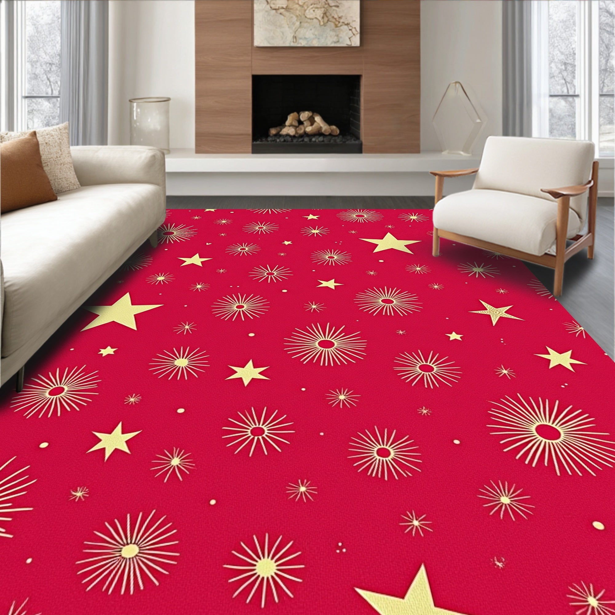 Radiant Red Starburst Scatter Rug